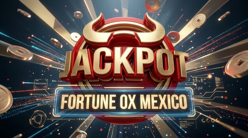 Emblema 3D JACKPOT con cuernos de oro y letrero Fortune OX Mexico
